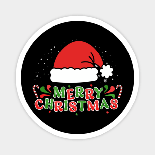 Merry Christmas Santa Hat With Candy Canes Magnet